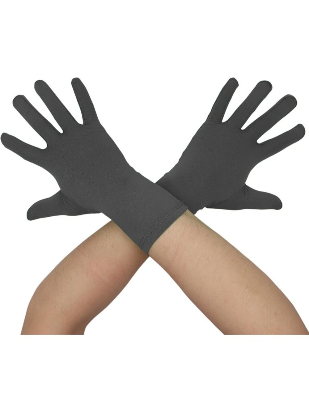 Men's And Women's Dark Grey Wrist Length Spandex Christmas Costume Dance Gloves